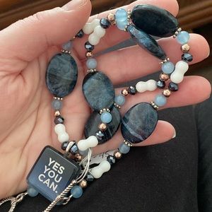 Blue and White “Yes You Can” Necklace